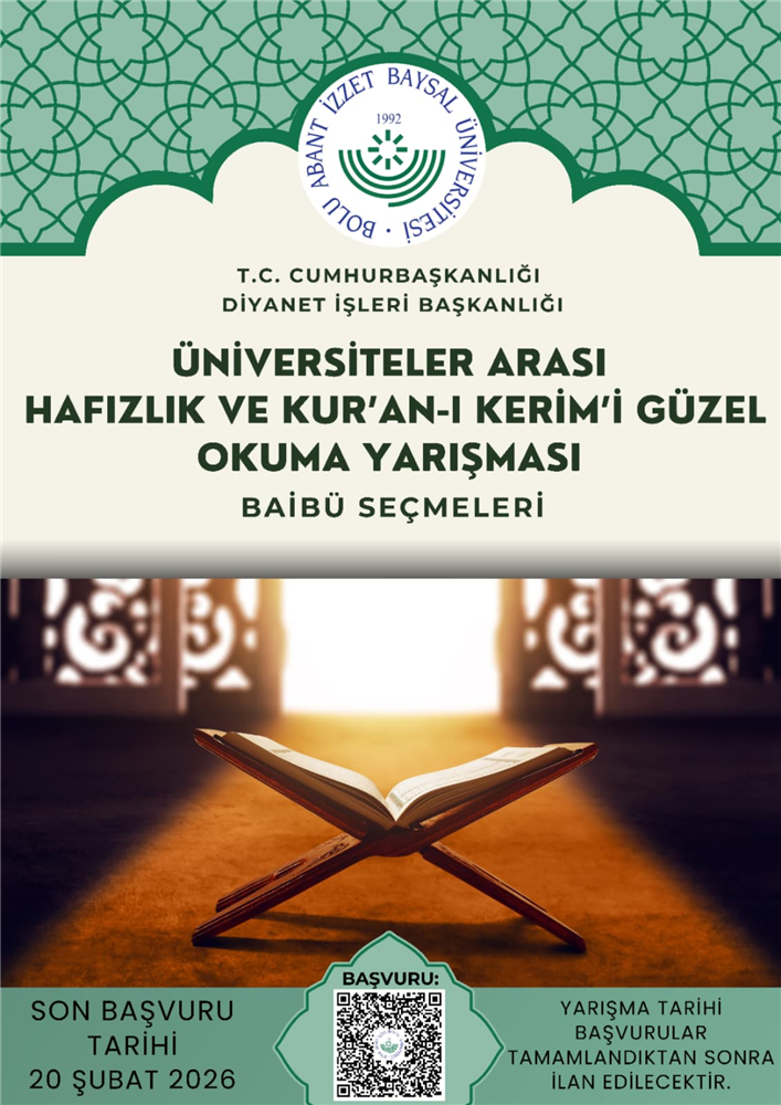 Üniversitelerarası Hafızlık ve Kur’ân-ı Kerîm’i Güzel Okuma Yarışması başvuru afişi