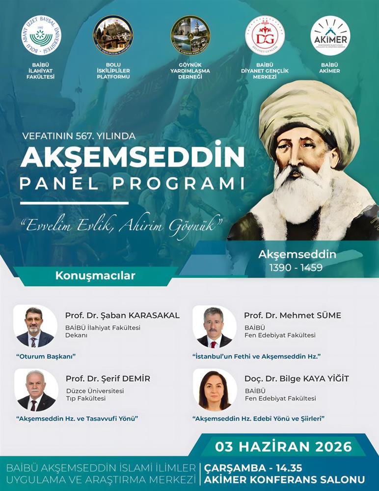Vefatının 567. Yılında Akşemseddin Panel Programı Afişi